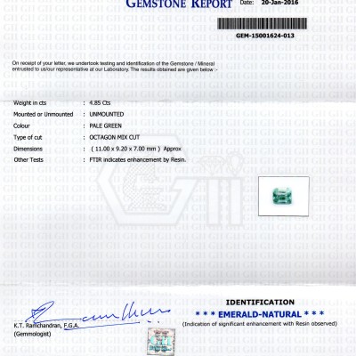 4.85 Ct Unheated Natural Colombian Emerald Gemstone**RARE** 4.85 Ct Unheated Natural Colombian Emerald Gemstone**RARE**