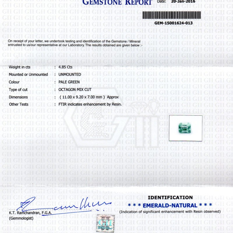 4.85 Ct Unheated Natural Colombian Emerald Gemstone**RARE** 4.85 Ct Unheated Natural Colombian Emerald Gemstone**RARE**