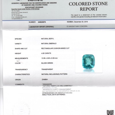 4.85 Ct Untreated Natural Zambian Emerald Gemstone Panna +++++