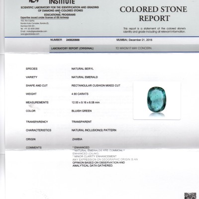 4.90 Ct Untreated Natural Zambian Emerald Gemstone Panna AAAAA 4.90 Ct Untreated Natural Zambian Emerald Gemstone Panna AAAAA