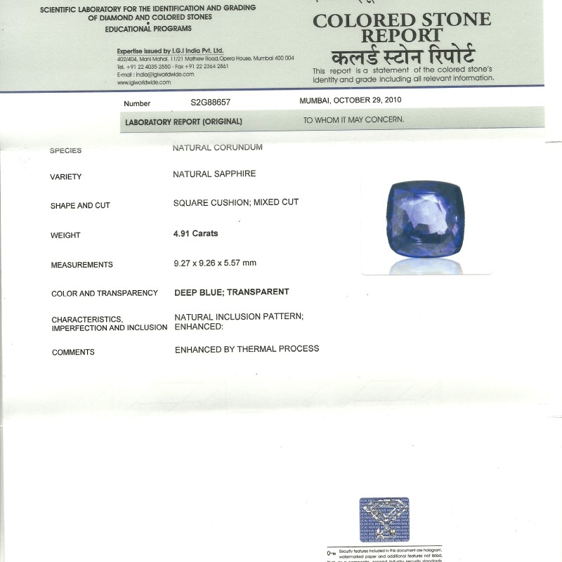 4.91 Ct Untreated Natural Blue Sapphire Ceylon,Premium Colour 4.91 Ct Untreated Natural Blue Sapphire Ceylon,Premium Colour