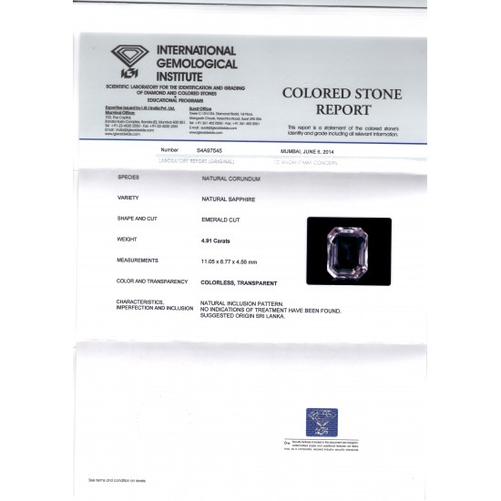 4.91 Ct Unheated Untreated Natural Premium Ceylon White Sapphire AAA