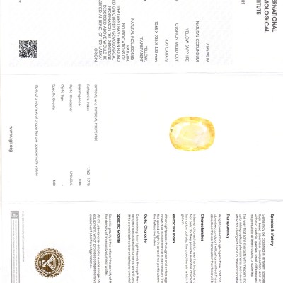 4.93 Ct IGI Certified Unheated Untreated Natural Ceylon Yellow Sapphire 4.93 Ct IGI Certified Unheated Untreated Natural Ceylon Yellow Sapphire