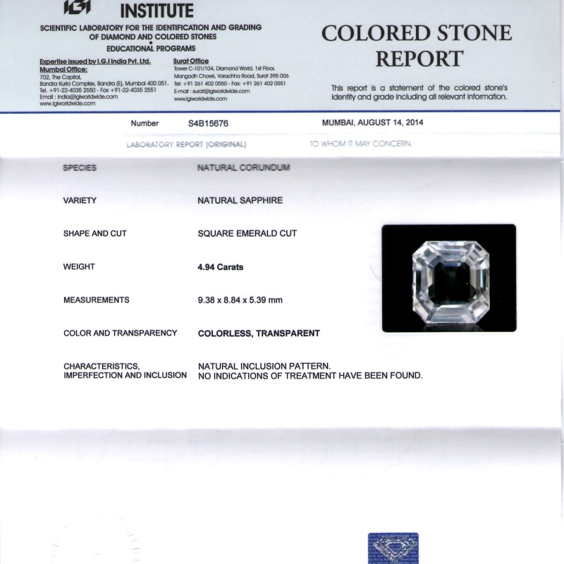 4.94 Ct Unheated Untreated Natural Premium White Sapphire Gemstone 4.94 Ct Unheated Untreated Natural Premium White Sapphire Gemstone