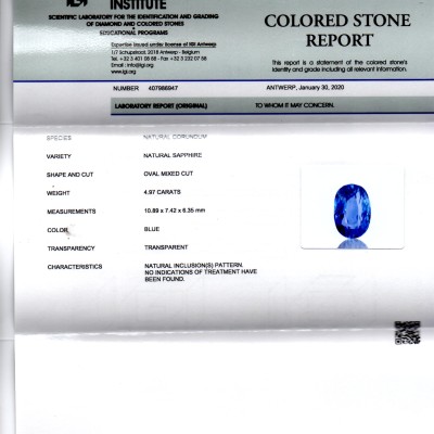 4.98 Ct GII Certified Unheated Untreated Natural Ceylon Blue Sapphire