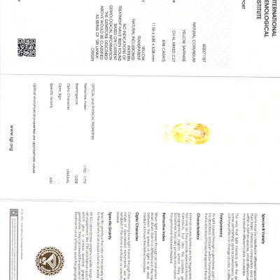 4.98 Ct IGI Certified Unheated Untreated Natural Ceylon Yellow Sapphire 4.98 Ct IGI Certified Unheated Untreated Natural Ceylon Yellow Sapphire