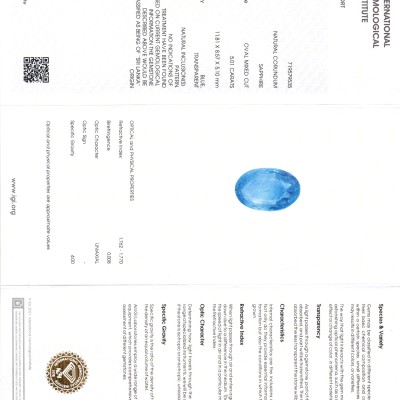 5.01 Ct IGI Certified Unheated Untreated Natural Ceylon Blue Sapphire 5.01 Ct IGI Certified Unheated Untreated Natural Ceylon Blue Sapphire