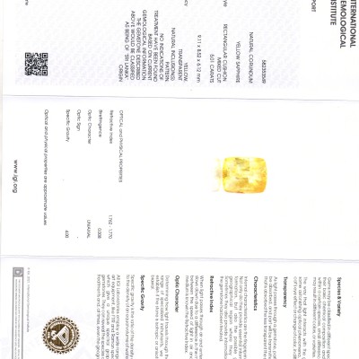 5.01 Ct IGI Certified Unheated Untreated Natural Ceylon Yellow Sapphire 5.01 Ct IGI Certified Unheated Untreated Natural Ceylon Yellow Sapphire