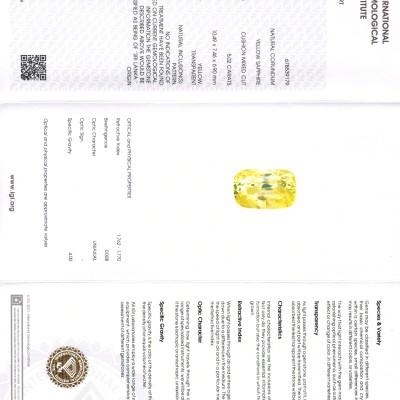 5.02 Ct IGI Certified Unheated Untreated Natural Ceylon Yellow Sapphire 5.02 Ct IGI Certified Unheated Untreated Natural Ceylon Yellow Sapphire