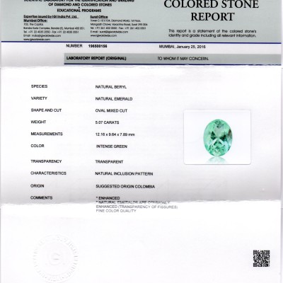 5.07 Ct Unheated Natural Colombian Emerald Gemstone**RARE** 5.07 Ct Unheated Natural Colombian Emerald Gemstone**RARE**