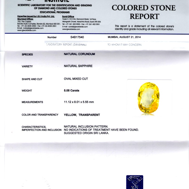 5.08 Ct Unheated Untreated Natural Ceylon Yellow Sapphire/Pukhraj AA 5.08 Ct Unheated Untreated Natural Ceylon Yellow Sapphire/Pukhraj AA