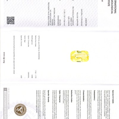 5.09 Ct IGI Certified Unheated Untreated Natural Ceylon Yellow Sapphire