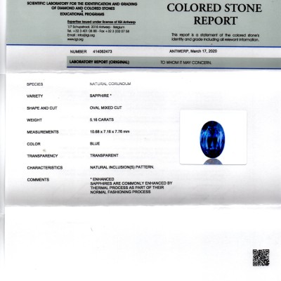 5.16 Ct IGI Certified Natural Ceylon Royal Deep Blue Sapphire 5.16 Ct IGI Certified Natural Ceylon Royal Deep Blue Sapphire