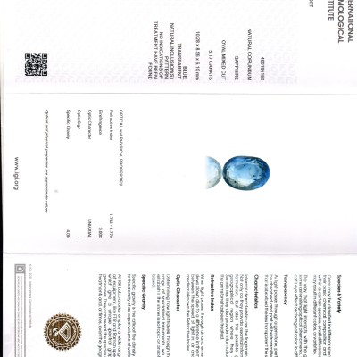 5.17 Ct IGI Certified Unheated Untreated Natural Ceylon Blue Sapphire