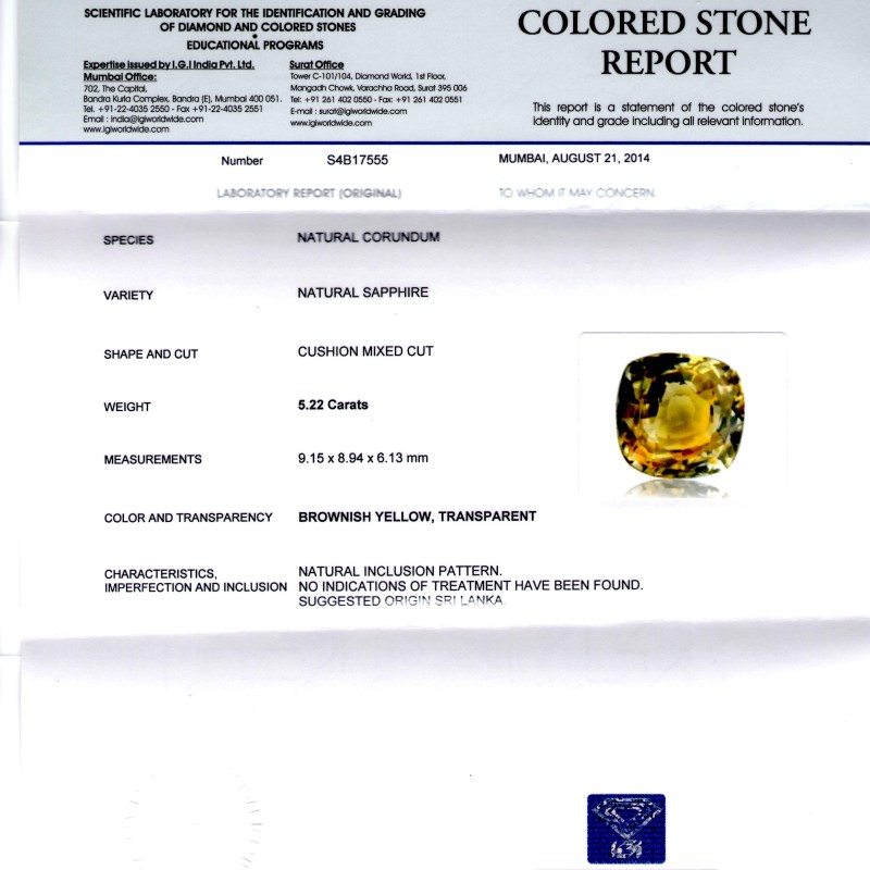 5.22 Ct Unheated Natural Ceylon Yellow Blue Mix Pitambari Sapphire 5.22 Ct Unheated Natural Ceylon Yellow Blue Mix Pitambari Sapphire