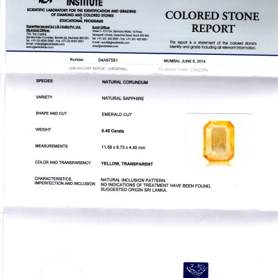5.45 Ct Unheated Untreted Natural Ceylon Yellow Sapphire/Pukhraj 5.45 Ct Unheated Untreted Natural Ceylon Yellow Sapphire/Pukhraj
