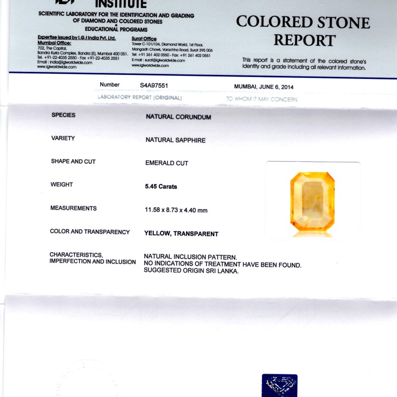 5.45 Ct Unheated Untreted Natural Ceylon Yellow Sapphire/Pukhraj 5.45 Ct Unheated Untreted Natural Ceylon Yellow Sapphire/Pukhraj