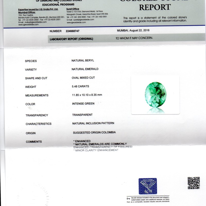 5.48 Ct Unheated Natural Colombian Emerald Gemstone **RARE** 5.48 Ct Unheated Natural Colombian Emerald Gemstone **RARE**