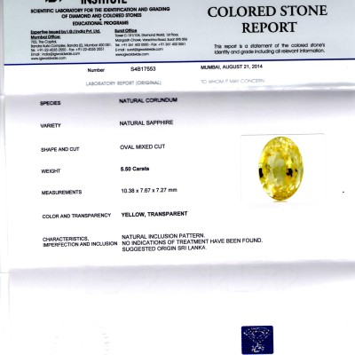 5.50 Ct Unheated Untreated Natural Ceylon Yellow Sapphire/Pukhraj AA 5.50 Ct Unheated Untreated Natural Ceylon Yellow Sapphire/Pukhraj AA