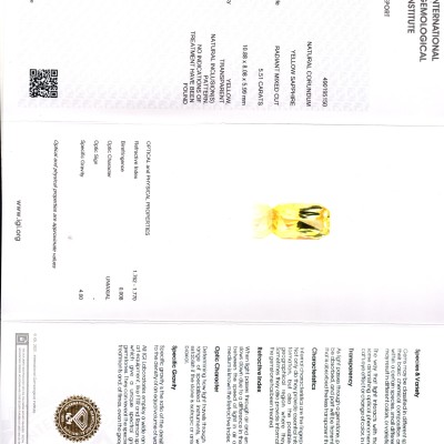 5.51 Ct IGI Certified Unheated Untreated Natural Ceylon Yellow Sapphire AAAA 5.51 Ct IGI Certified Unheated Untreated Natural Ceylon Yellow Sapphire AAAA