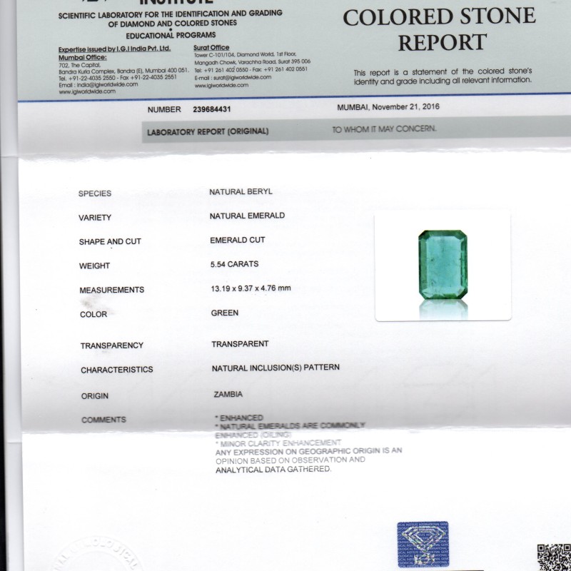 5.54 Ct Untreated Natural Zambian Emerald Gemstones AA+++ 5.54 Ct Untreated Natural Zambian Emerald Gemstones AA+++