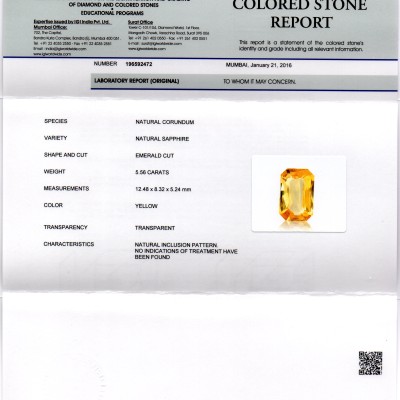 5.56 Ct Unheated Untreated Natural Ceylon Yellow Sapphire Gems 5.56 Ct Unheated Untreated Natural Ceylon Yellow Sapphire Gems