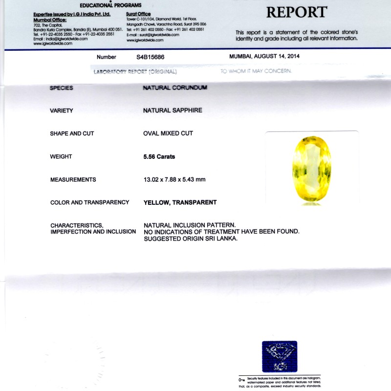 5.56 Ct Unheated Untreated Natural Ceylon Yellow Sapphire Pukhraj 5.56 Ct Unheated Untreated Natural Ceylon Yellow Sapphire Pukhraj