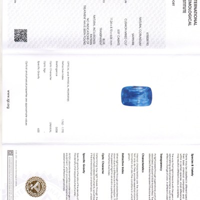 5.57 Ct IGI Certified Unheated Untreated Natural Ceylon Blue Sapphire 5.57 Ct IGI Certified Unheated Untreated Natural Ceylon Blue Sapphire