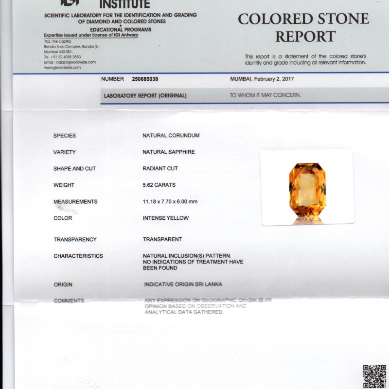 5.62 Ct Unheated Untreated Natural Ceylon Yellow Sapphire AAAAA 5.62 Ct Unheated Untreated Natural Ceylon Yellow Sapphire AAAAA