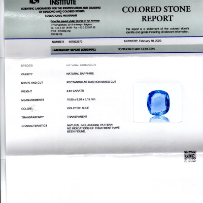 5.64 Ct IGI Certified Unheated Untreated Natural Ceylon Blue Sapphire 5.64 Ct IGI Certified Unheated Untreated Natural Ceylon Blue Sapphire