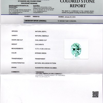 5.65 Ct Unheated Natural Colombian Emerald Gemstone**RARE** 5.65 Ct Unheated Natural Colombian Emerald Gemstone**RARE**