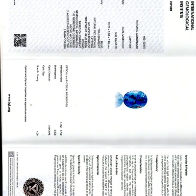 5.68 Ct IGI Certified Unheated Untreated Natural Ceylon Blue Sapphire AA 5.68 Ct IGI Certified Unheated Untreated Natural Ceylon Blue Sapphire AA