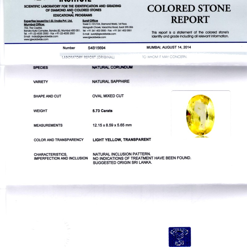 5.73 Ct Unheated Untreated Natural Ceylon Yellow Sapphire Pukhraj 5.73 Ct Unheated Untreated Natural Ceylon Yellow Sapphire Pukhraj