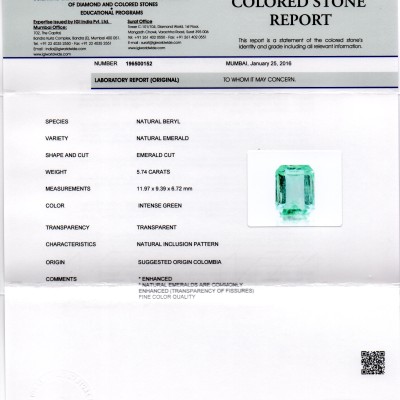 5.74 Ct Unheated Natural Colombian Emerald Gemstone**RARE** 5.74 Ct Unheated Natural Colombian Emerald Gemstone**RARE**