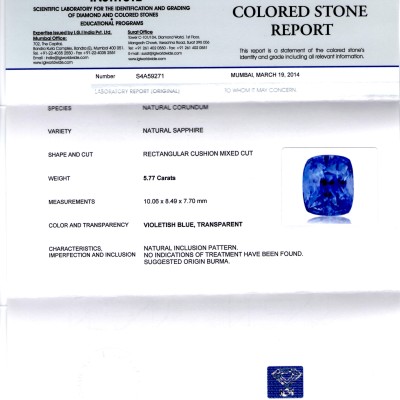 5.77 Ct Unheated Untreated Natural BURMA Blue Sapphire Neelam AA 5.77 Ct Unheated Untreated Natural BURMA Blue Sapphire Neelam AA