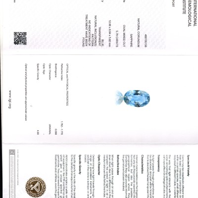 5.79 Ct IGI Certified Unheated Untreated Natural Ceylon Blue Sapphire