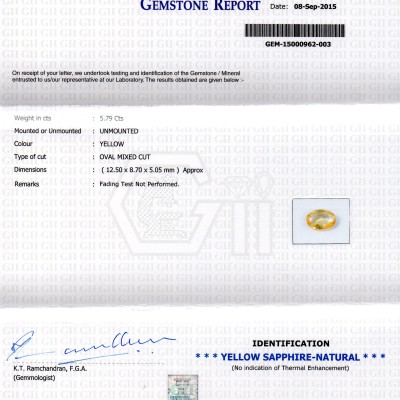 5.79 9.25 Ratti Ct Unheated Untreated Natural Ceylon Yellow Pukhraj 5.79 9.25 Ratti Ct Unheated Untreated Natural Ceylon Yellow Pukhraj