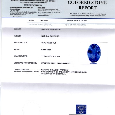 5.83 Ct Unheated Untreated Natural BURMA Blue Sapphire Neelam 5.83 Ct Unheated Untreated Natural BURMA Blue Sapphire Neelam