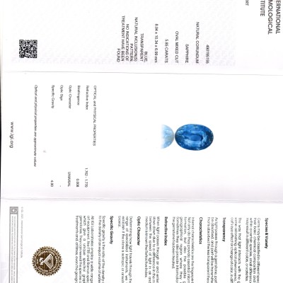 5.85 Ct IGI Certified Unheated Untreated Natural Ceylon Blue Sapphire 5.85 Ct IGI Certified Unheated Untreated Natural Ceylon Blue Sapphire
