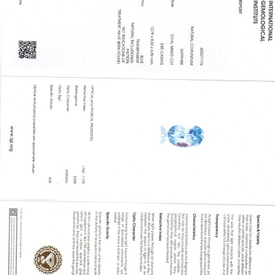 5.85 Ct IGI Certified Unheated Untreated Natural Ceylon Blue Sapphire 5.85 Ct IGI Certified Unheated Untreated Natural Ceylon Blue Sapphire