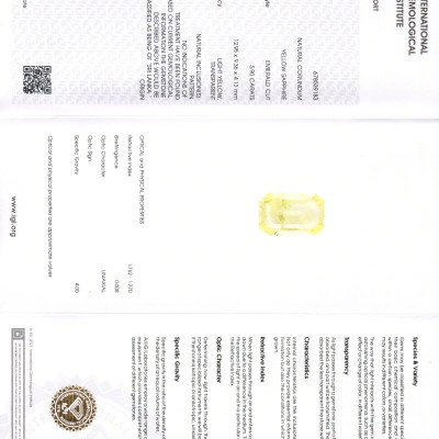 5.90 Ct IGI Certified Unheated Untreated Natural Ceylon Yellow Sapphire 5.90 Ct IGI Certified Unheated Untreated Natural Ceylon Yellow Sapphire