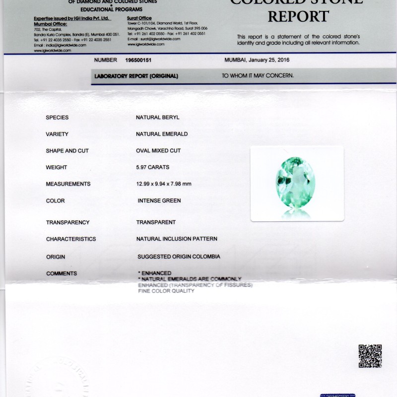 5.97 Ct Unheated Natural Colombian Emerald Gemstone**RARE** 5.97 Ct Unheated Natural Colombian Emerald Gemstone**RARE**