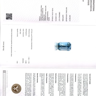 6.01 Ct IGI Certified Unheated Untreated Natural Ceylon Blue Sapphire AAAAA 6.01 Ct IGI Certified Unheated Untreated Natural Ceylon Blue Sapphire AAAAA