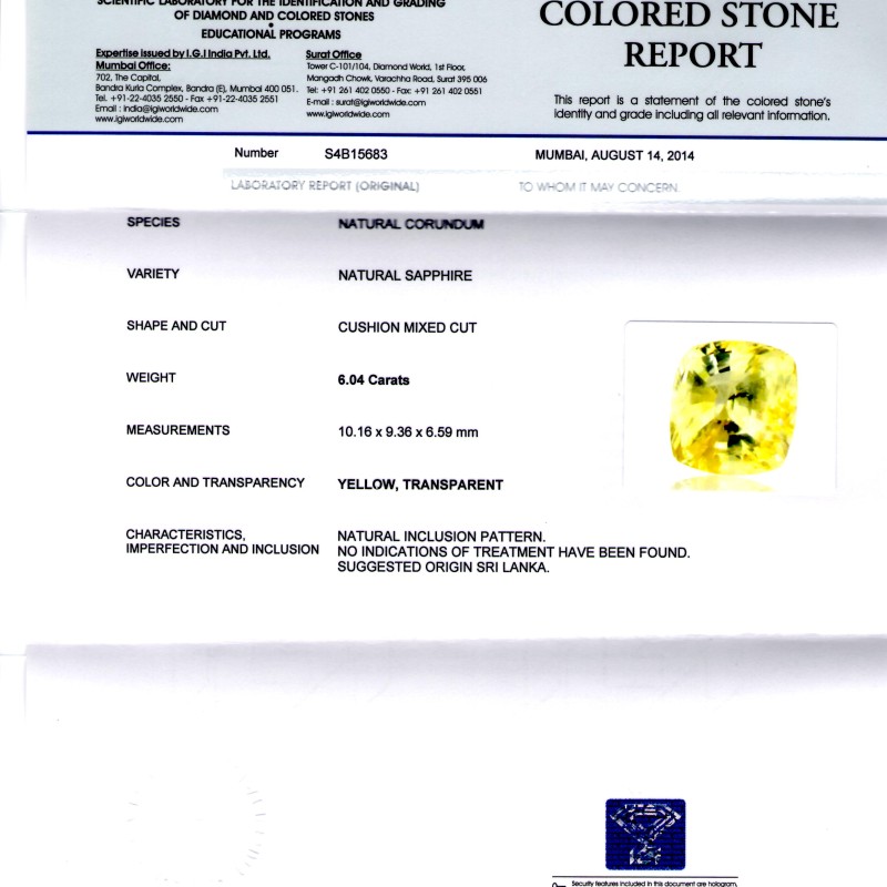 6.04 Ct Unheated Untreated Natural Ceylon Yellow Sapphire Pukhraj 6.04 Ct Unheated Untreated Natural Ceylon Yellow Sapphire Pukhraj