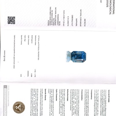 6.14 Ct IGI Certified Unheated Untreated Natural Ceylon Blue Sapphire
