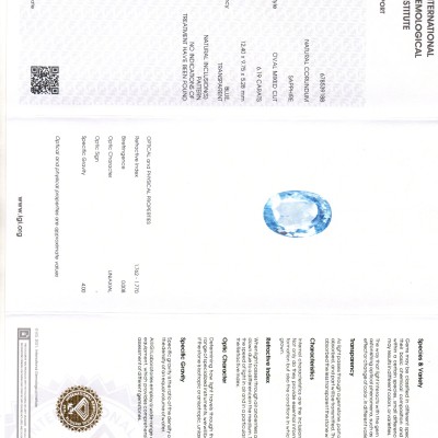 6.19 Ct IGI Certified Unheated Untreated Natural Ceylon Blue Sapphire