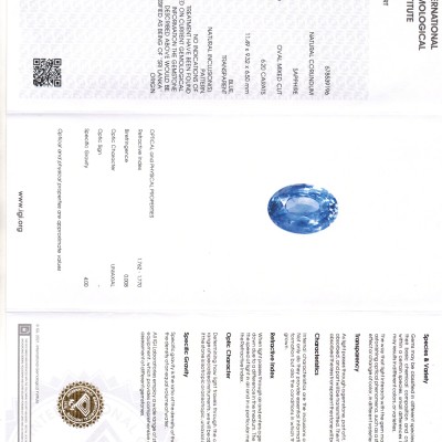 6.20 Ct IGI Certified Unheated Untreated Natural Ceylon Blue Sapphire 6.20 Ct IGI Certified Unheated Untreated Natural Ceylon Blue Sapphire