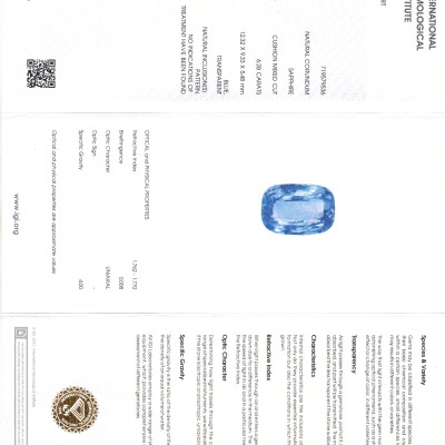 6.28 Ct IGI Certified Unheated Untreated Natural Ceylon Blue Sapphire 6.28 Ct IGI Certified Unheated Untreated Natural Ceylon Blue Sapphire