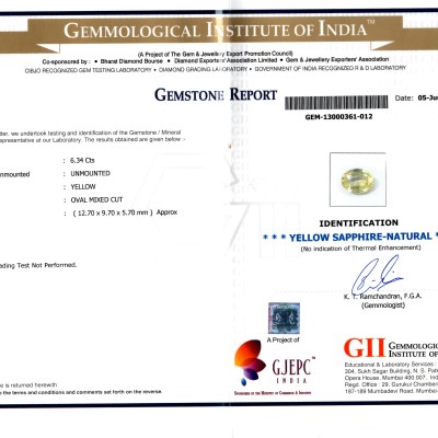 6.34 Ct Unheated Untreted Natural Ceylon Yellow Sapphire-Pukhraj 6.34 Ct Unheated Untreted Natural Ceylon Yellow Sapphire-Pukhraj