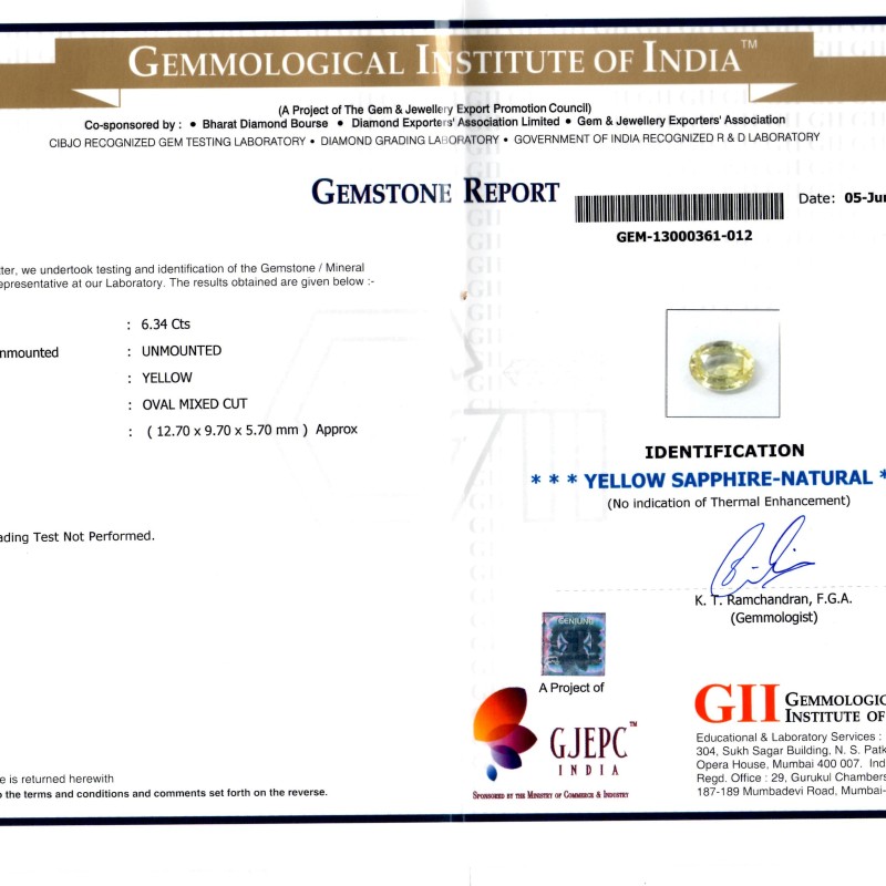 6.34 Ct Unheated Untreted Natural Ceylon Yellow Sapphire-Pukhraj 6.34 Ct Unheated Untreted Natural Ceylon Yellow Sapphire-Pukhraj